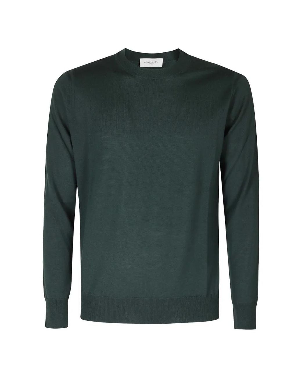 Paolo Pecora Green Crew-Neck Wool Sweater for men