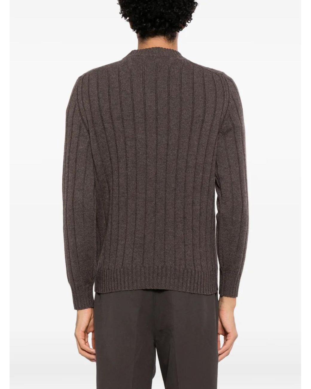 Brunello Cucinelli Brown Ribbed-Knit Jumper for men