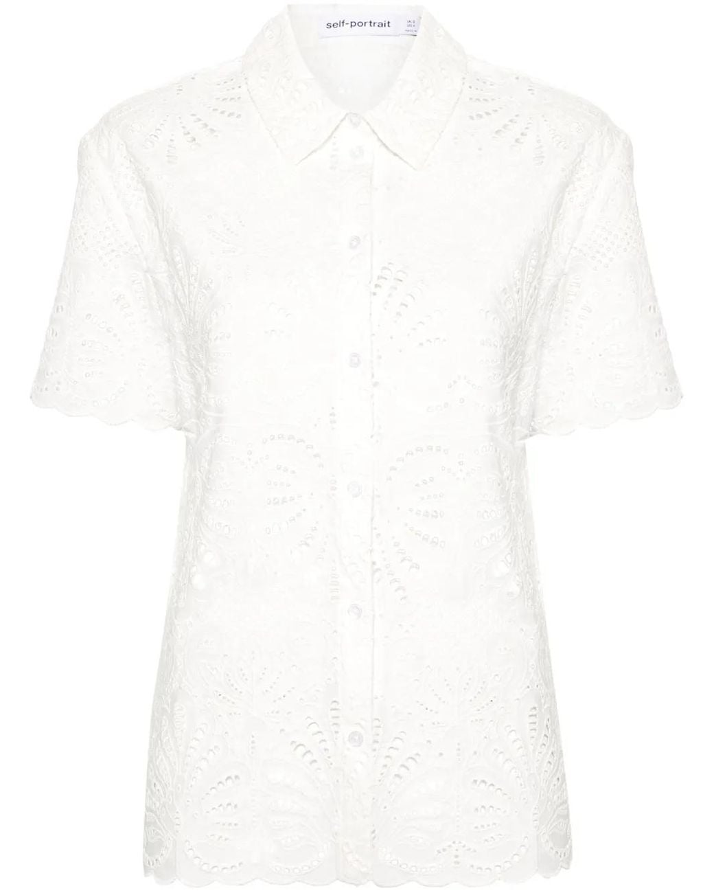 Self-Portrait White Broderie-Anglaise Cotton Shirt