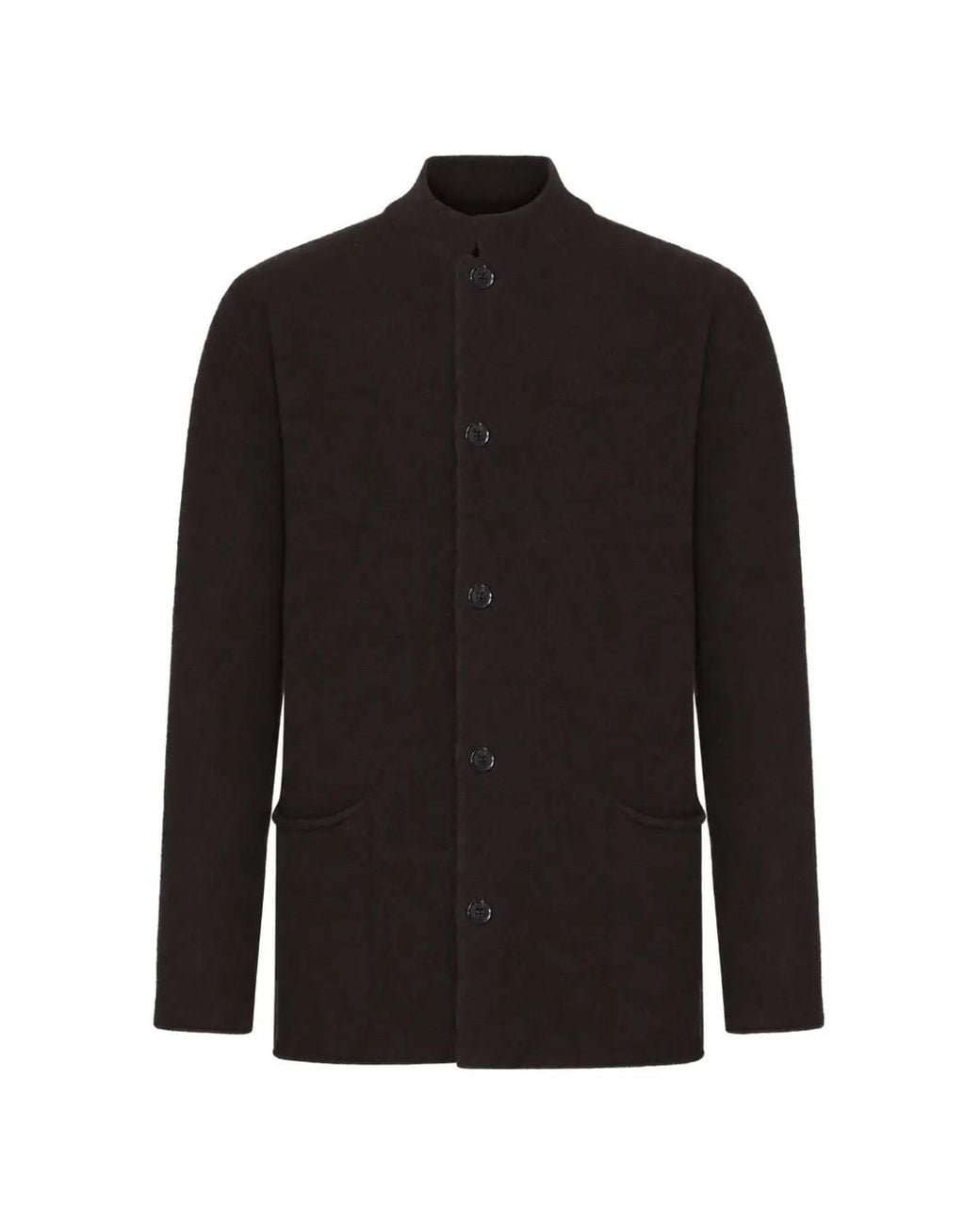 Roberto Collina Black Button-Up Stand-Collar Jacket for men