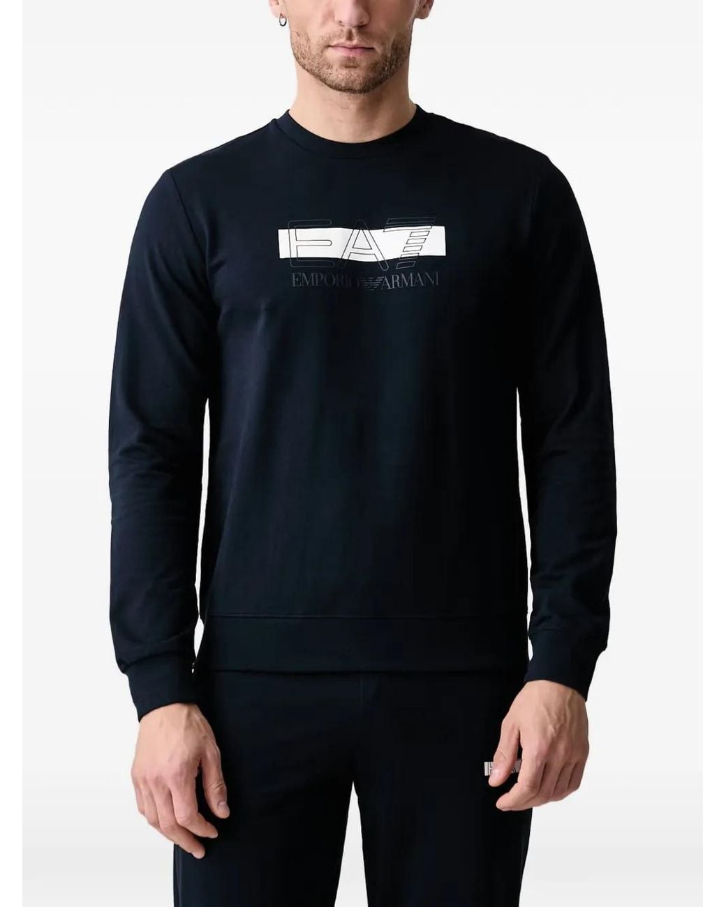 EA7 Blue Logo-Print Tracksuit for men