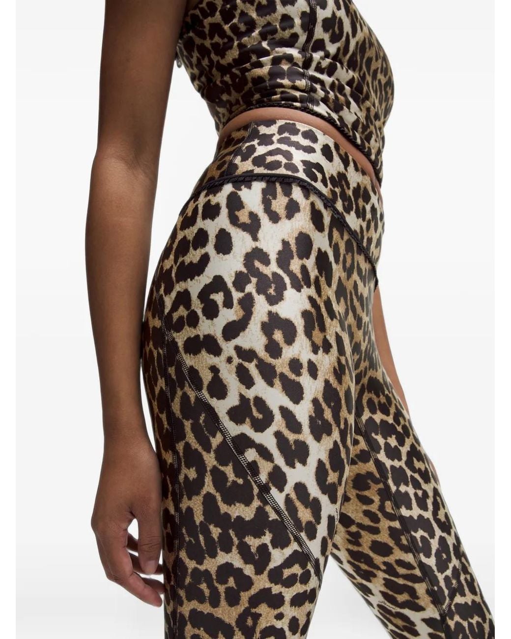 Ganni Natural Leopard-Print Performance Trousers