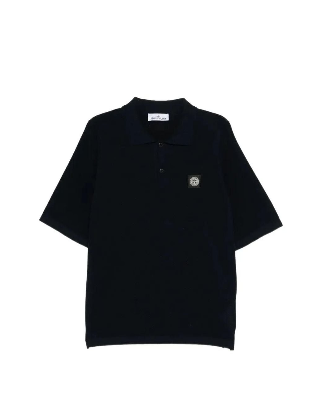Stone Island Black Logo-Patch Polo Shirt for men