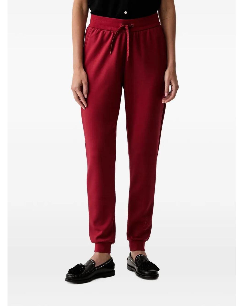 ARMANI EXCHANGE Red Logo-Embellished Drawstring Track Pants
