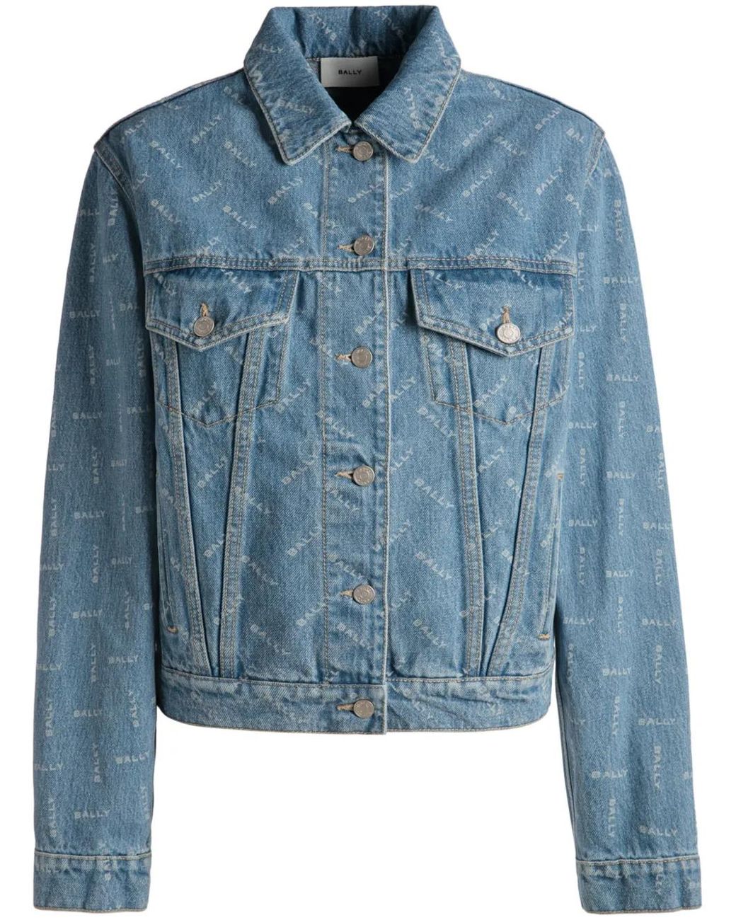Bally Blue Logo-Print Denim Jacket
