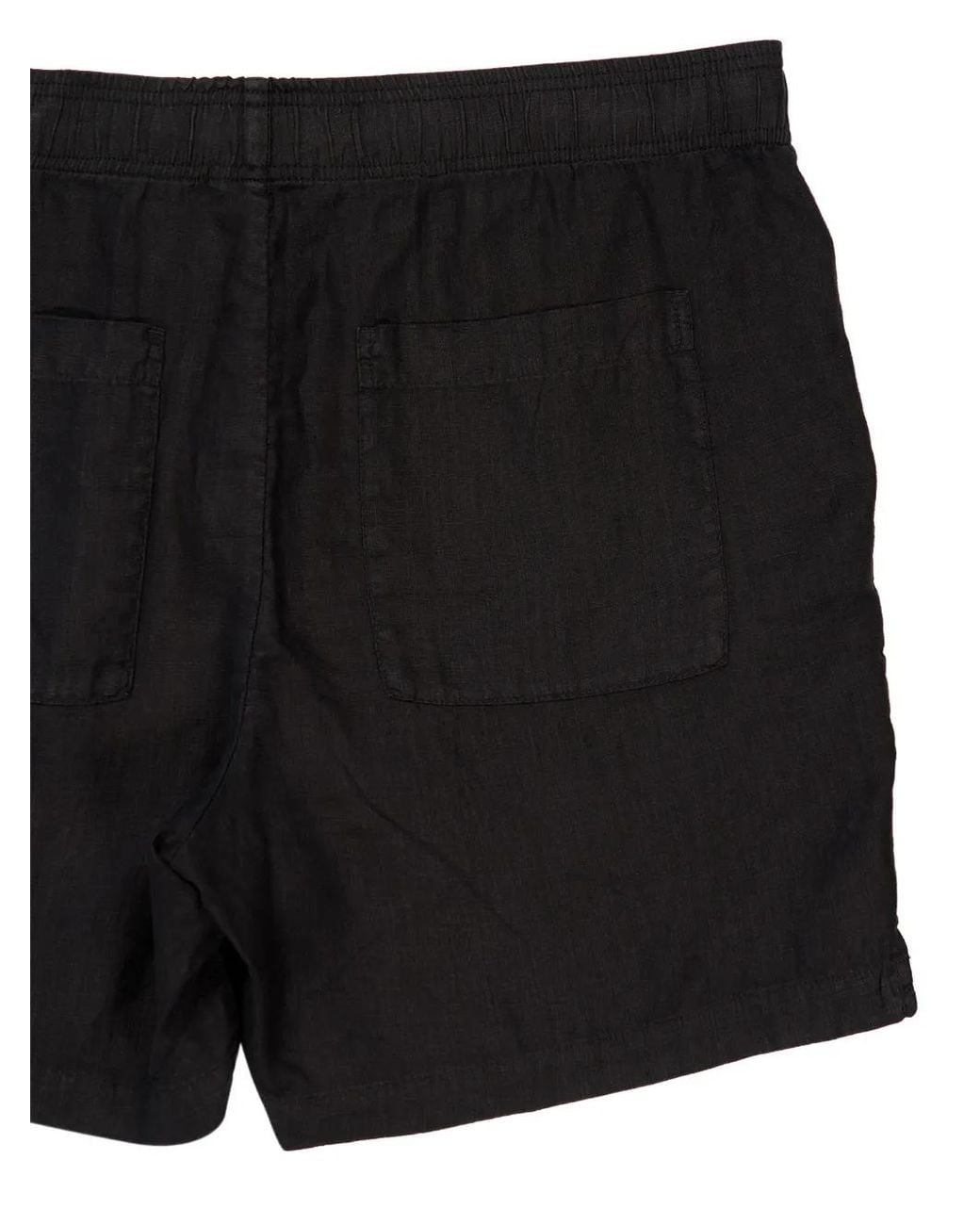 James Perse Black Drawstring-Waist Linen Shorts for men