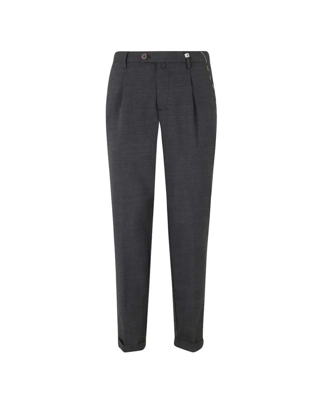 Myths Gray Pleated-Front Turn-Up Trousers for men