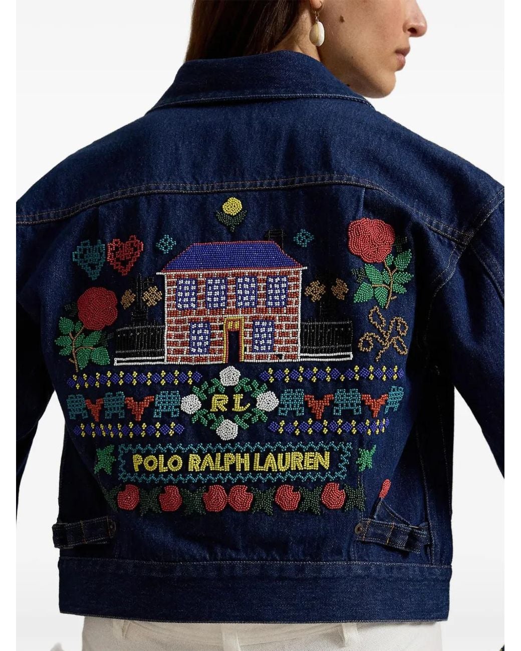 Polo Ralph Lauren Blue Bead-Embellished Denim Jacket