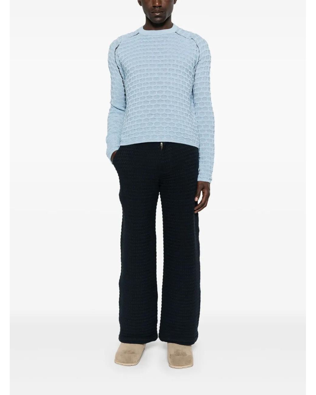Isa Boulder Blue Crew-Neck Sweater for men