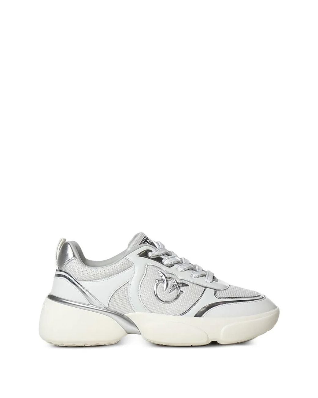 Pinko White Logo-Plaque Panelled Sneakers