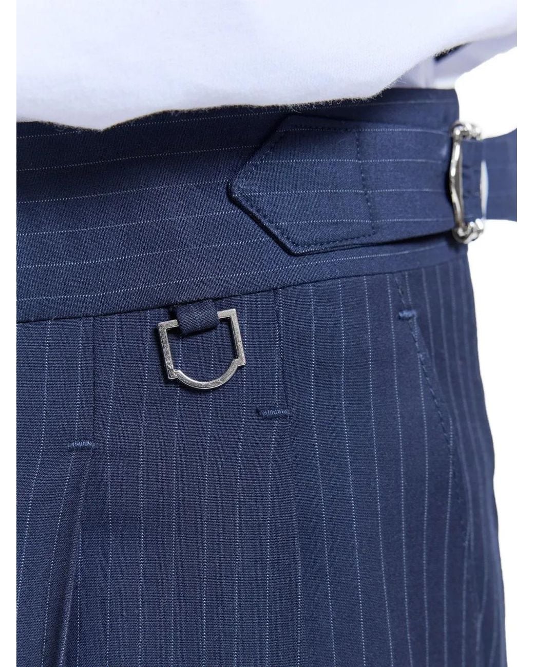 RETERNITY Blue Tailored Pinstripe Baggy Trousers for men