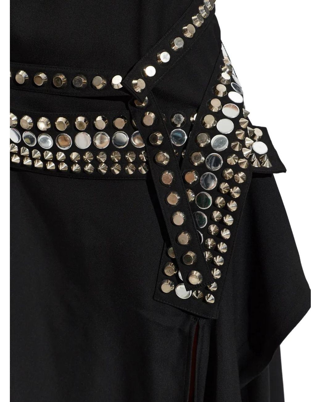 IRO Black Veziane Stud-Embellished Asymmetrical Midi Dress