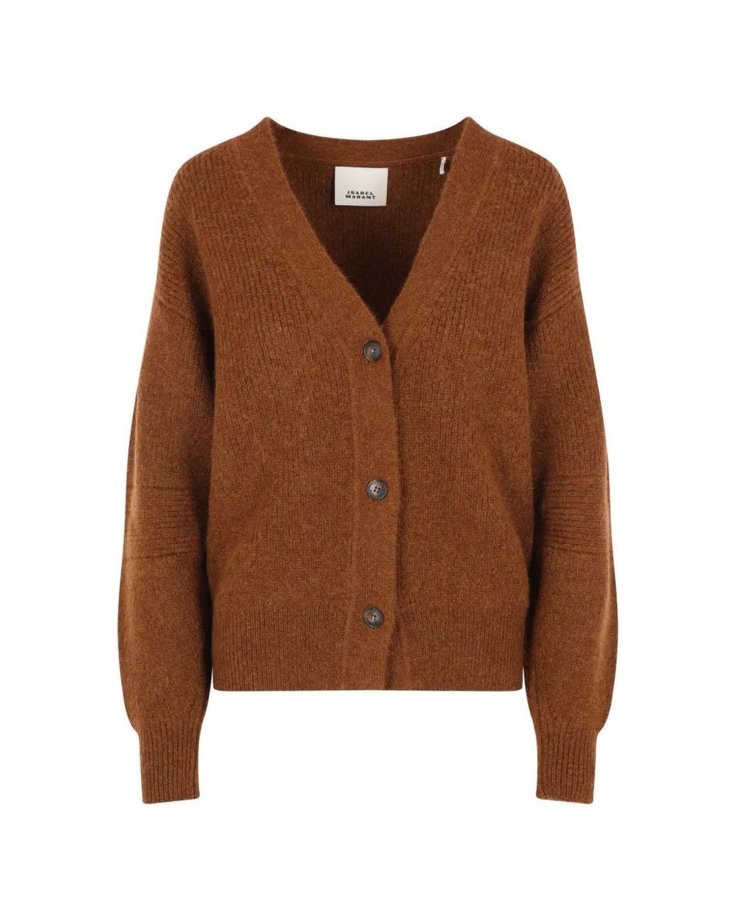 Isabel Marant Brown V-Neck Ribbed Cardigan