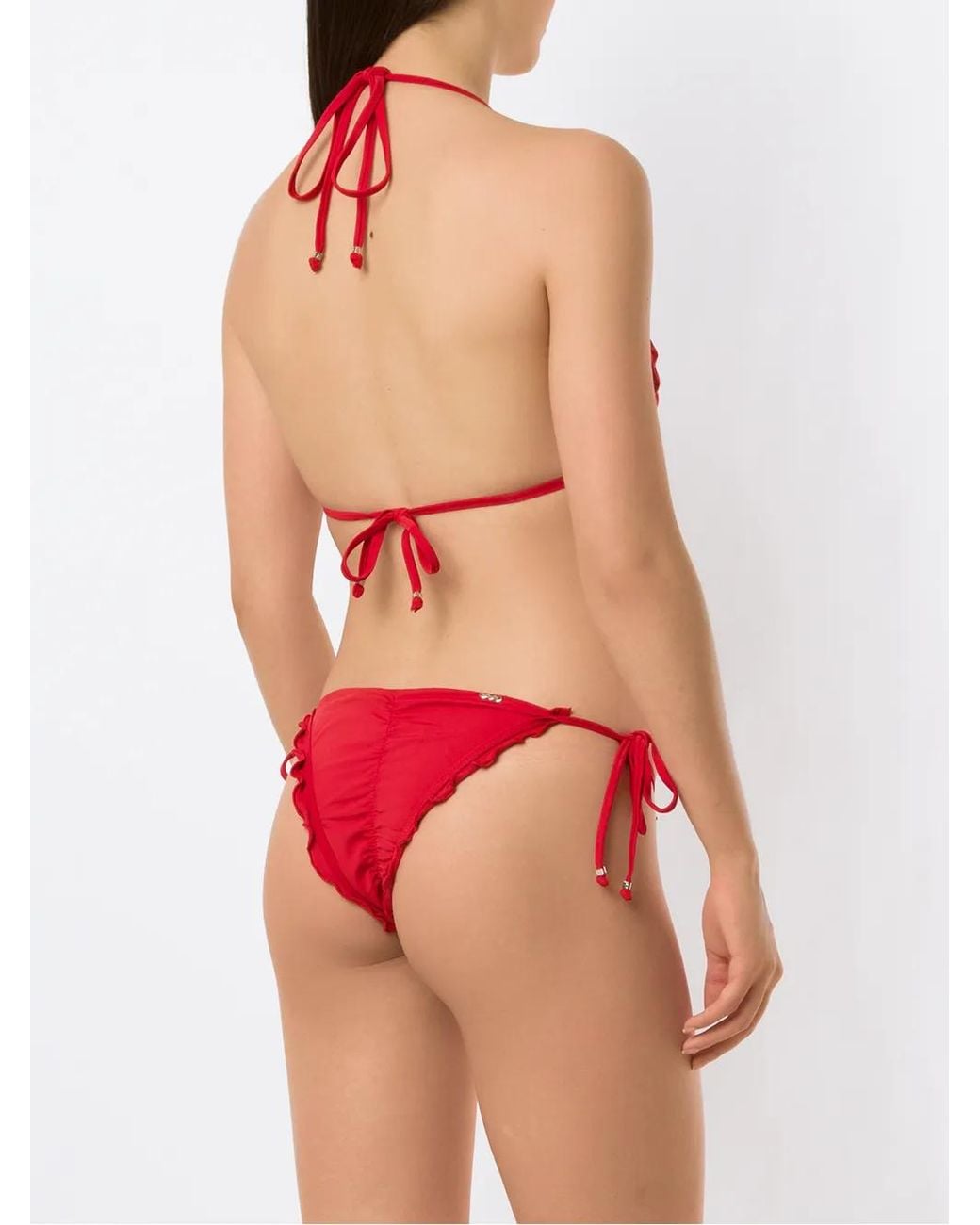 Amir Slama Red Ripple Effect Bikini Set