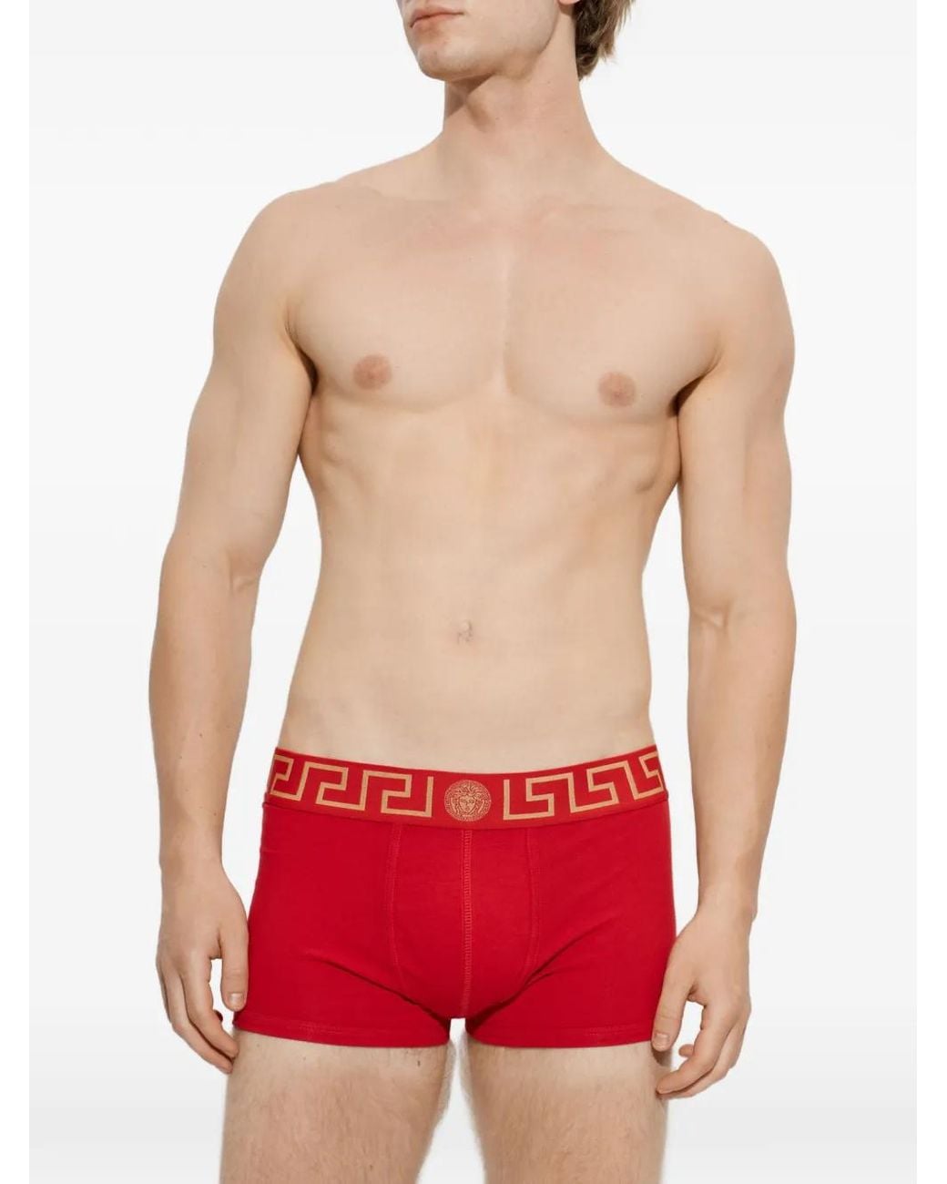 Versace Red Cotton-Jersey Trunks for men