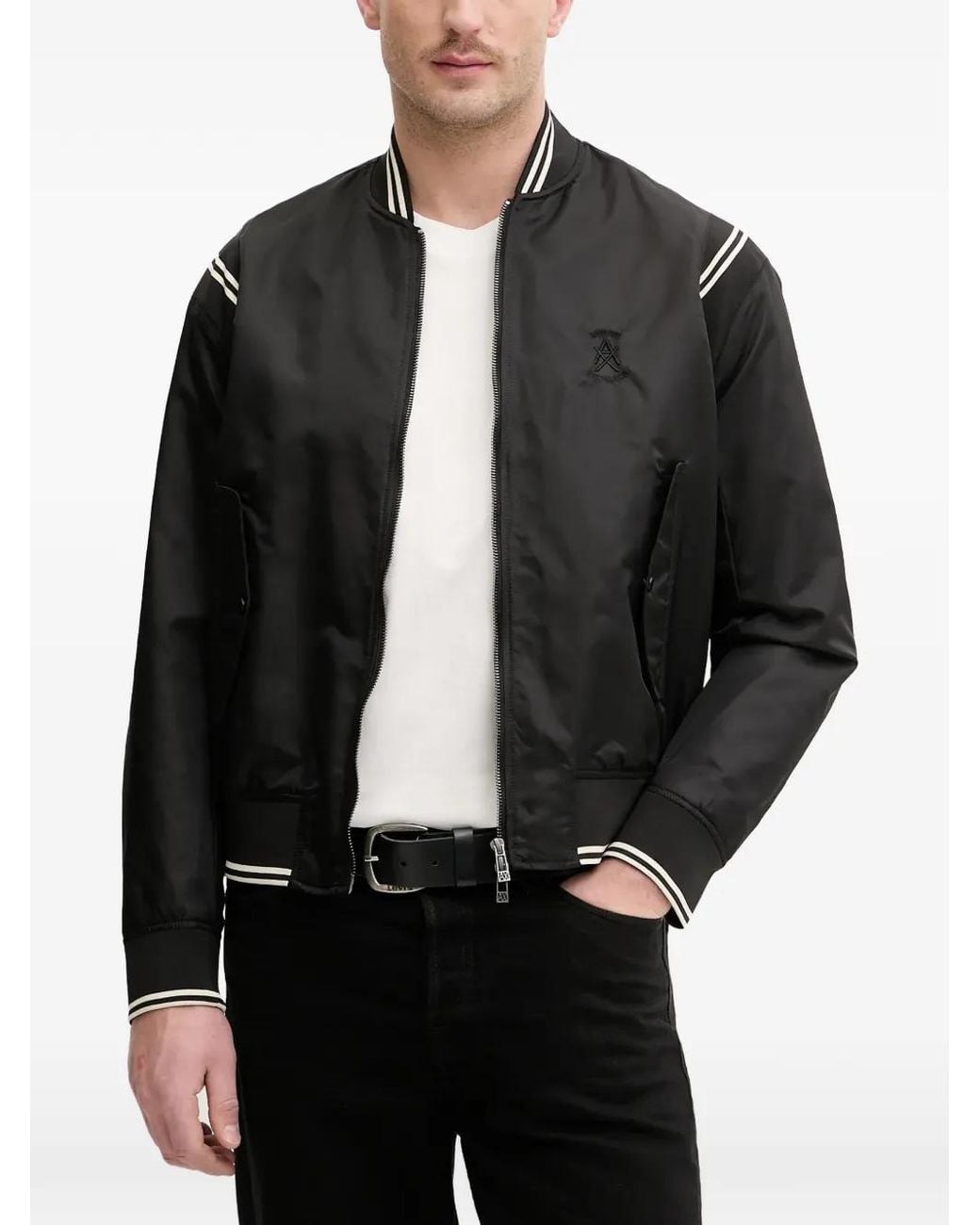 ARMANI EXCHANGE Black Satin Bomber Blouson for men