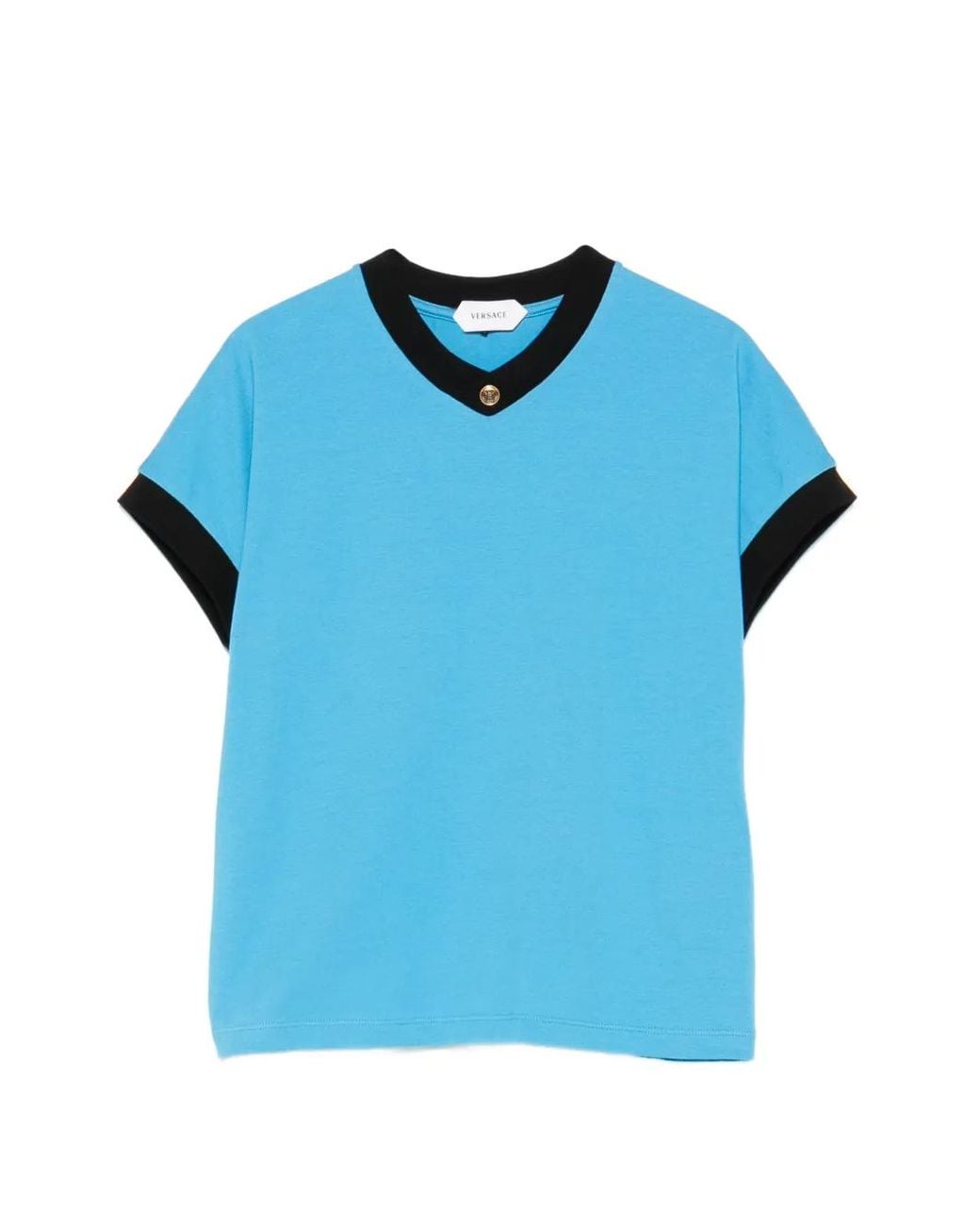 Versace Blue Vintage Cropped Stretch-Cotton T-Shirt