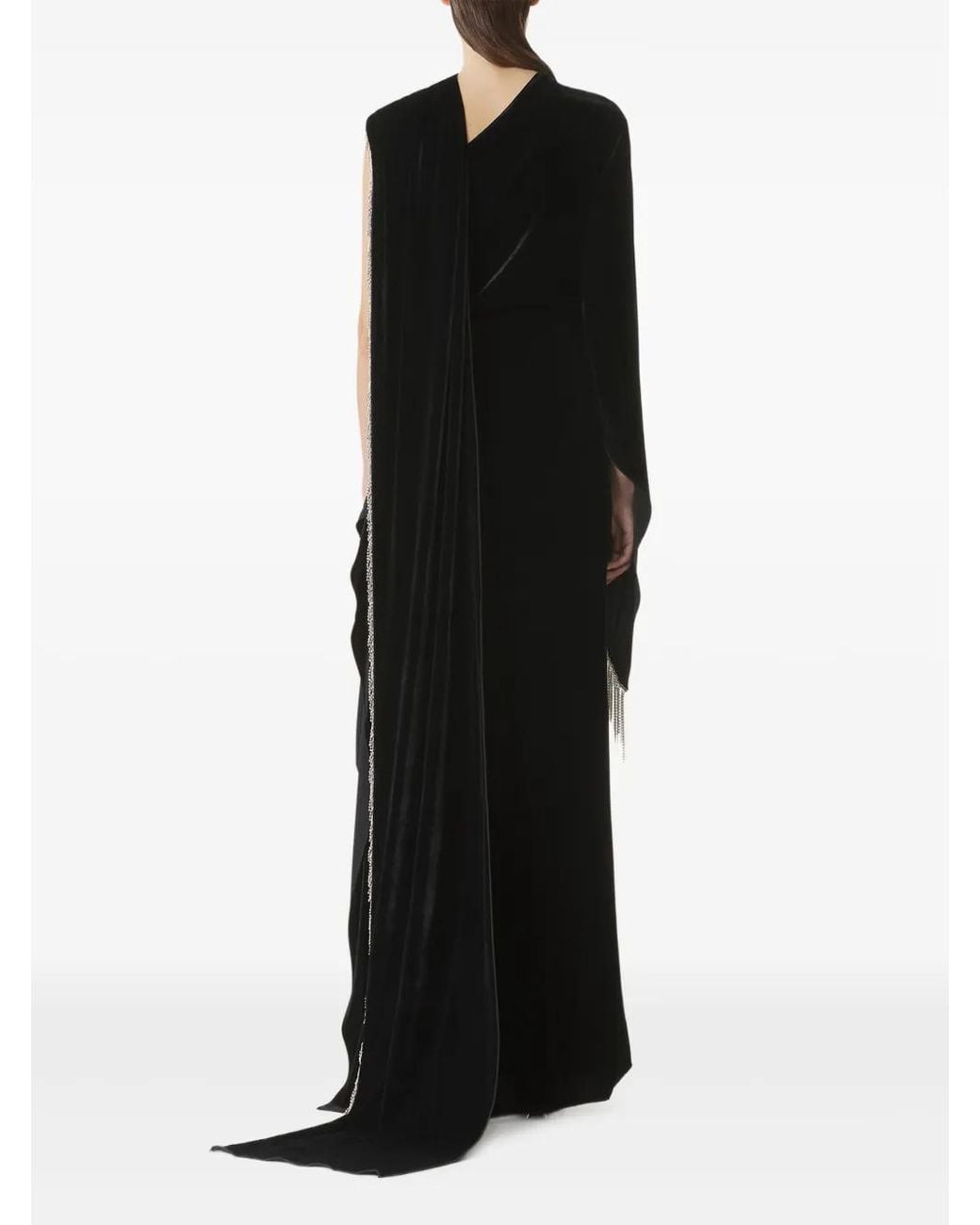 Lanvin Black Draped Embellished Dress