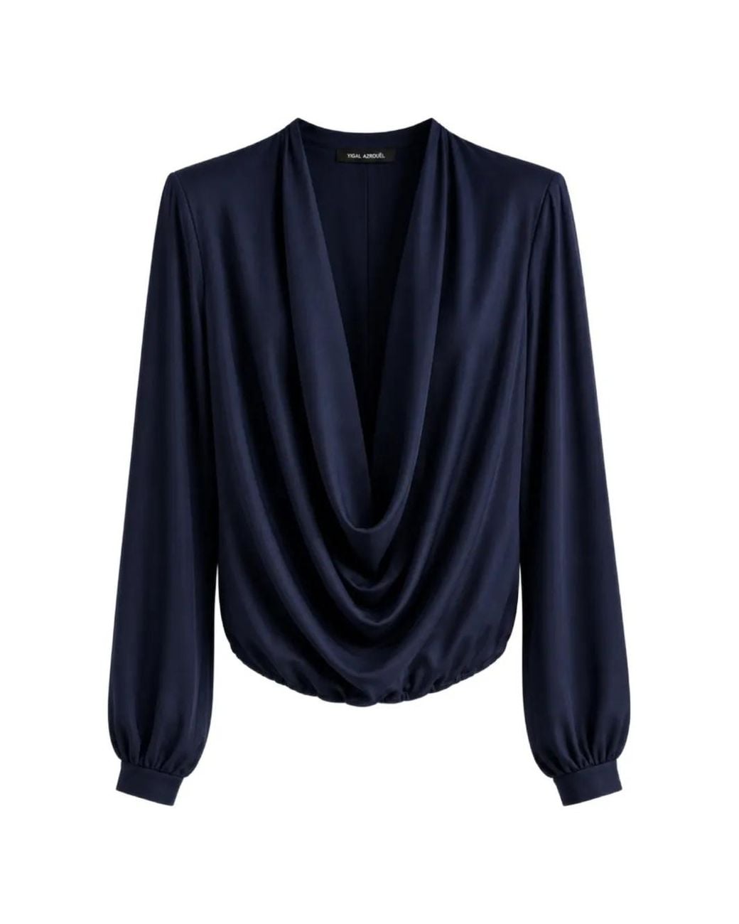 Yigal Azrouël Blue Victoria Draped Blouse
