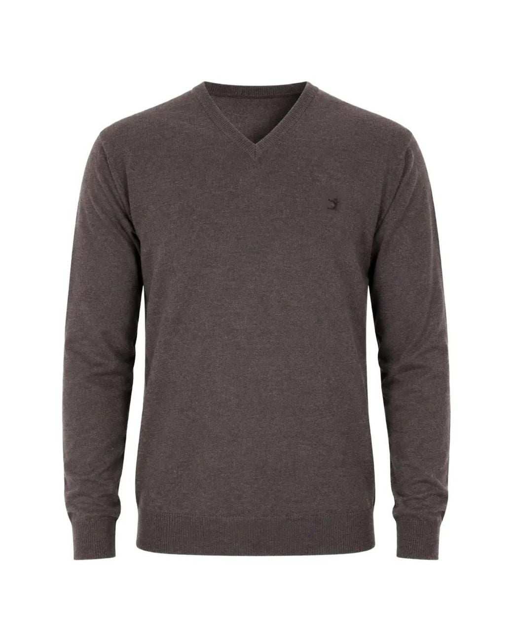 Uominitaliani Gray V-Neck Embroidered-Logo Sweater for men