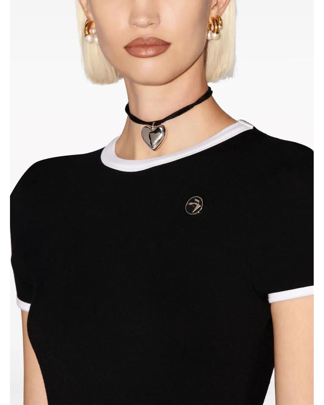 Ambush Black Contrast-Trim Ribbed Minidress