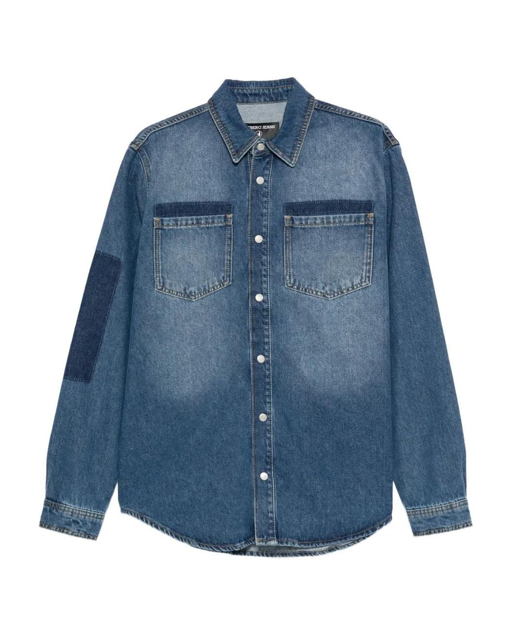 Iceberg Denim Overhemd Met Logopatch in het Blue voor heren