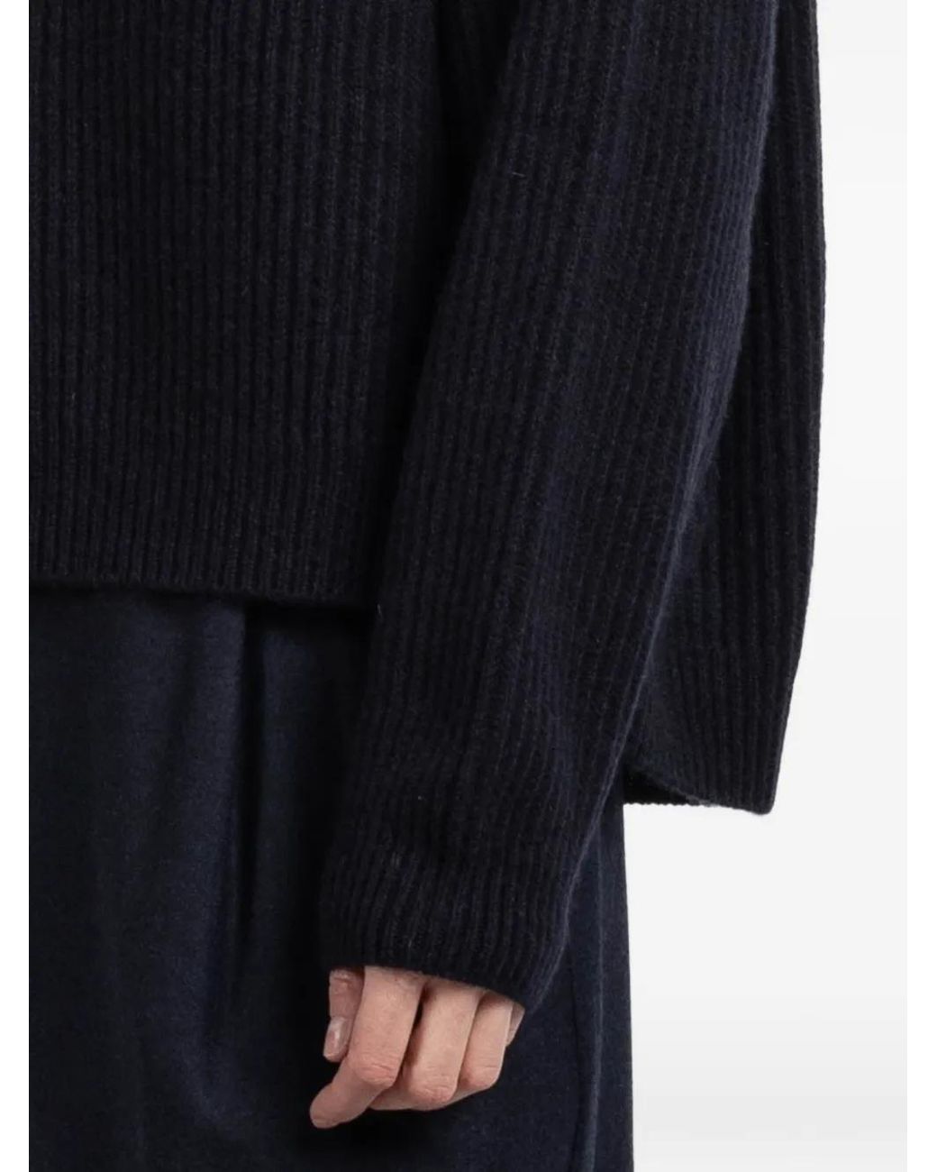 Dusan Blue Roll-Neck Ribbed Sweater