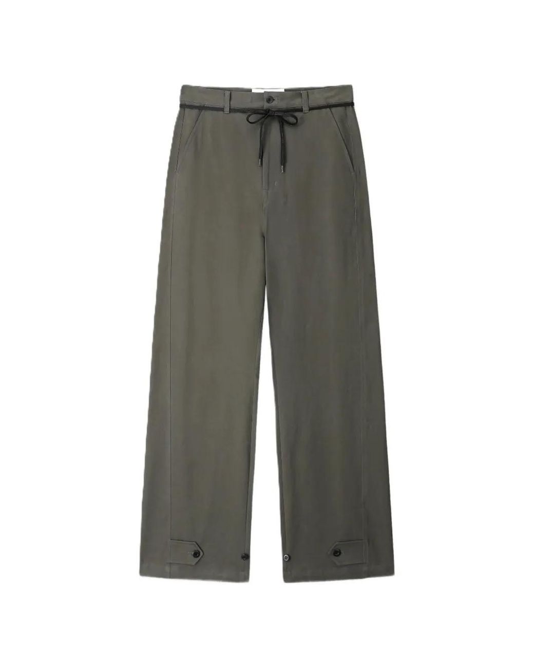 TONYWACK Green Drawstring Button-Tab Trousers for men