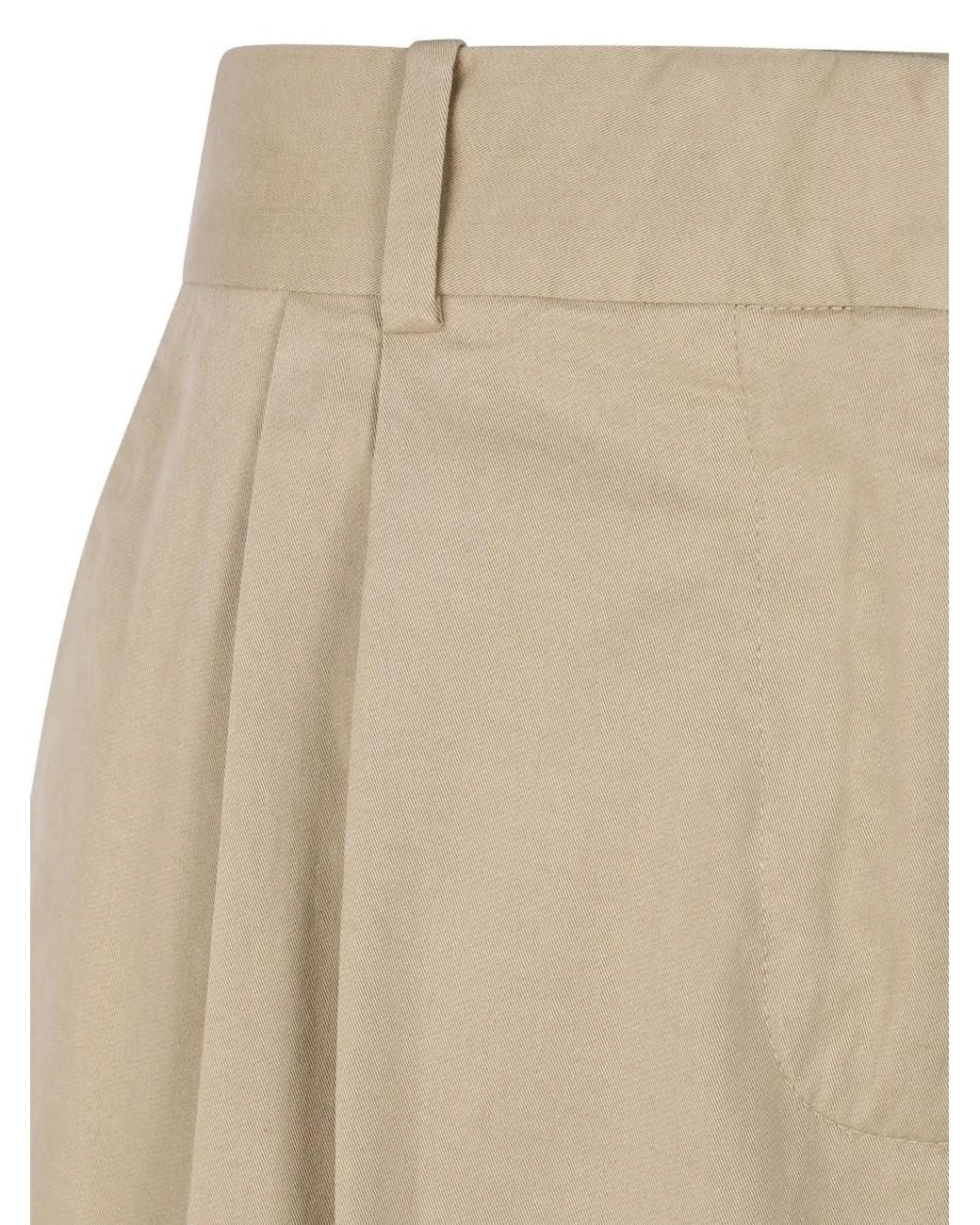 The Row Natural Pleated Twill Trousers