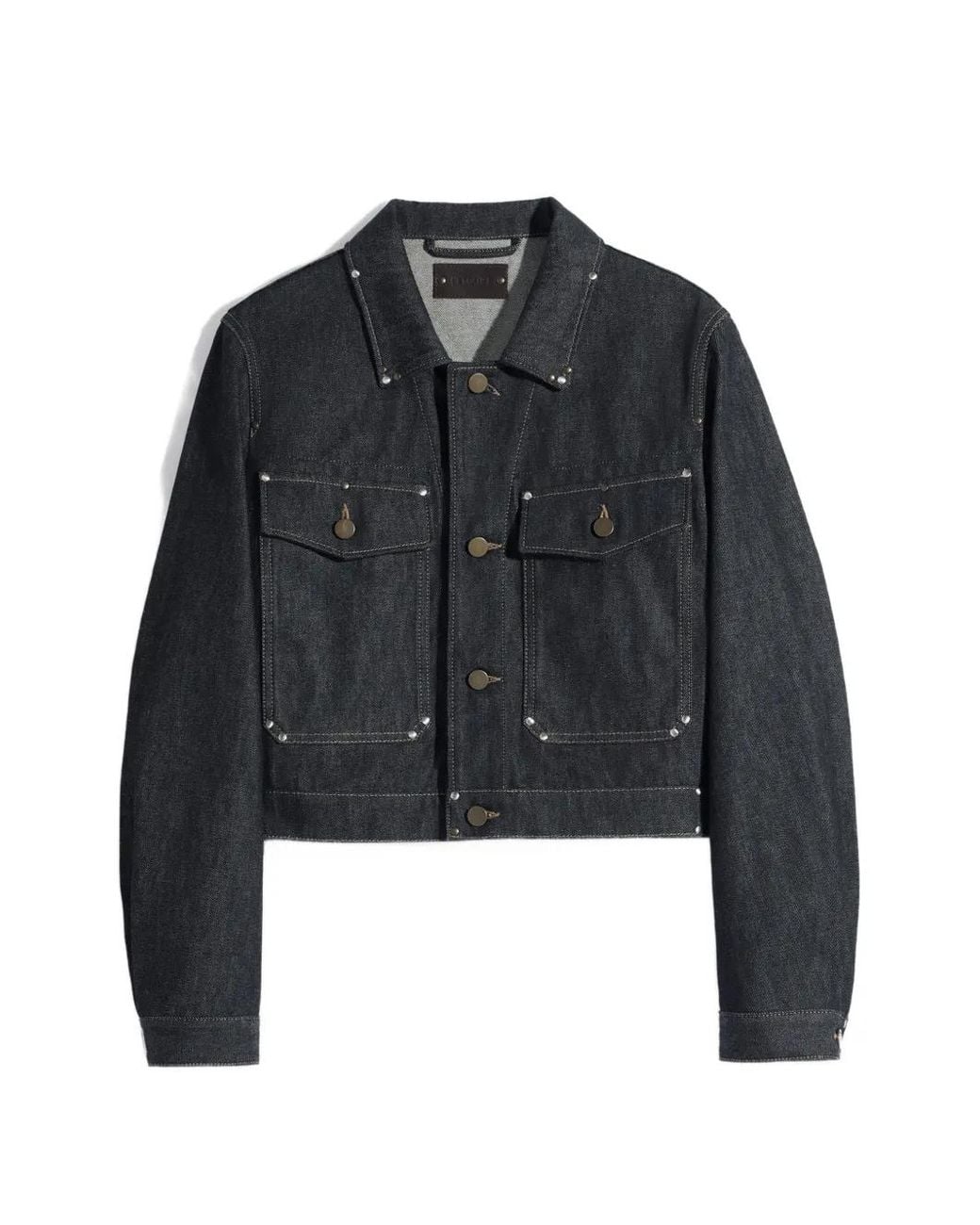 Lemaire Black Studded Cropped Denim Jacket