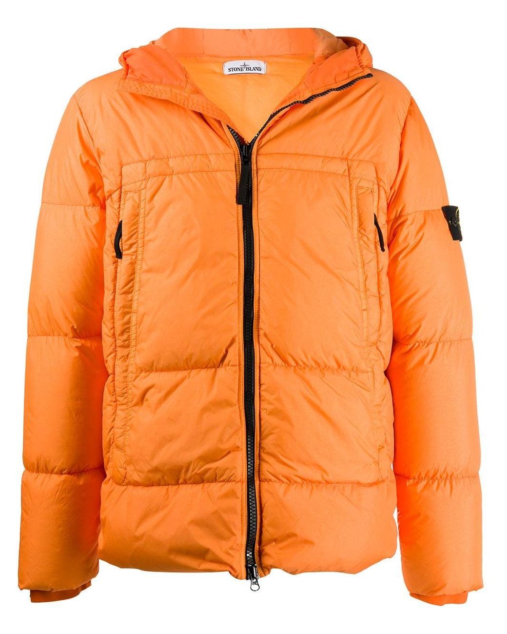 orange stone island puffer