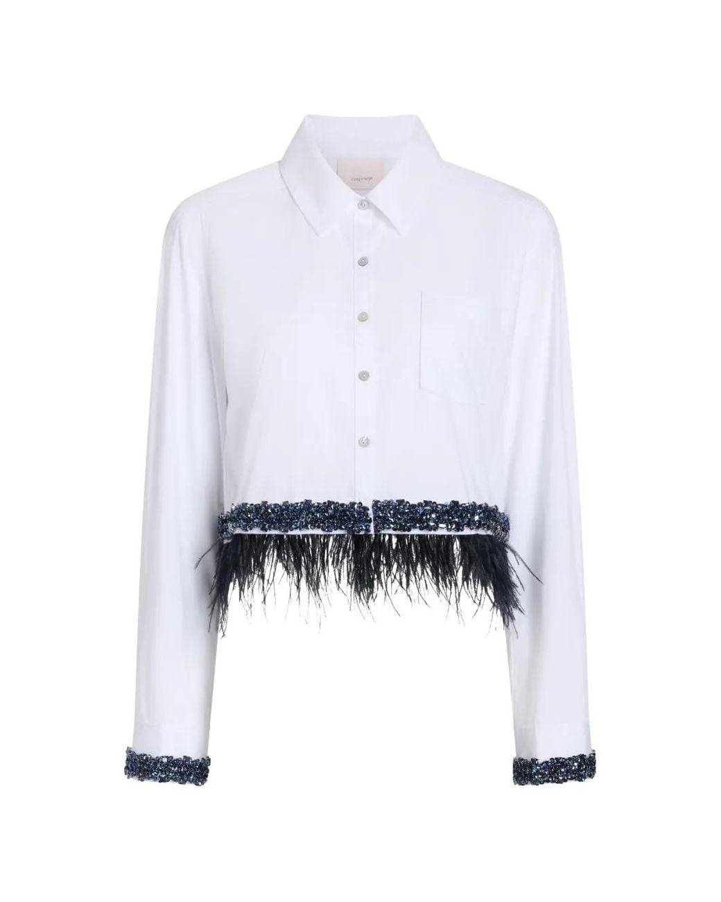 Cinq À Sept White Chemise Sylvan Bordée De Plumes