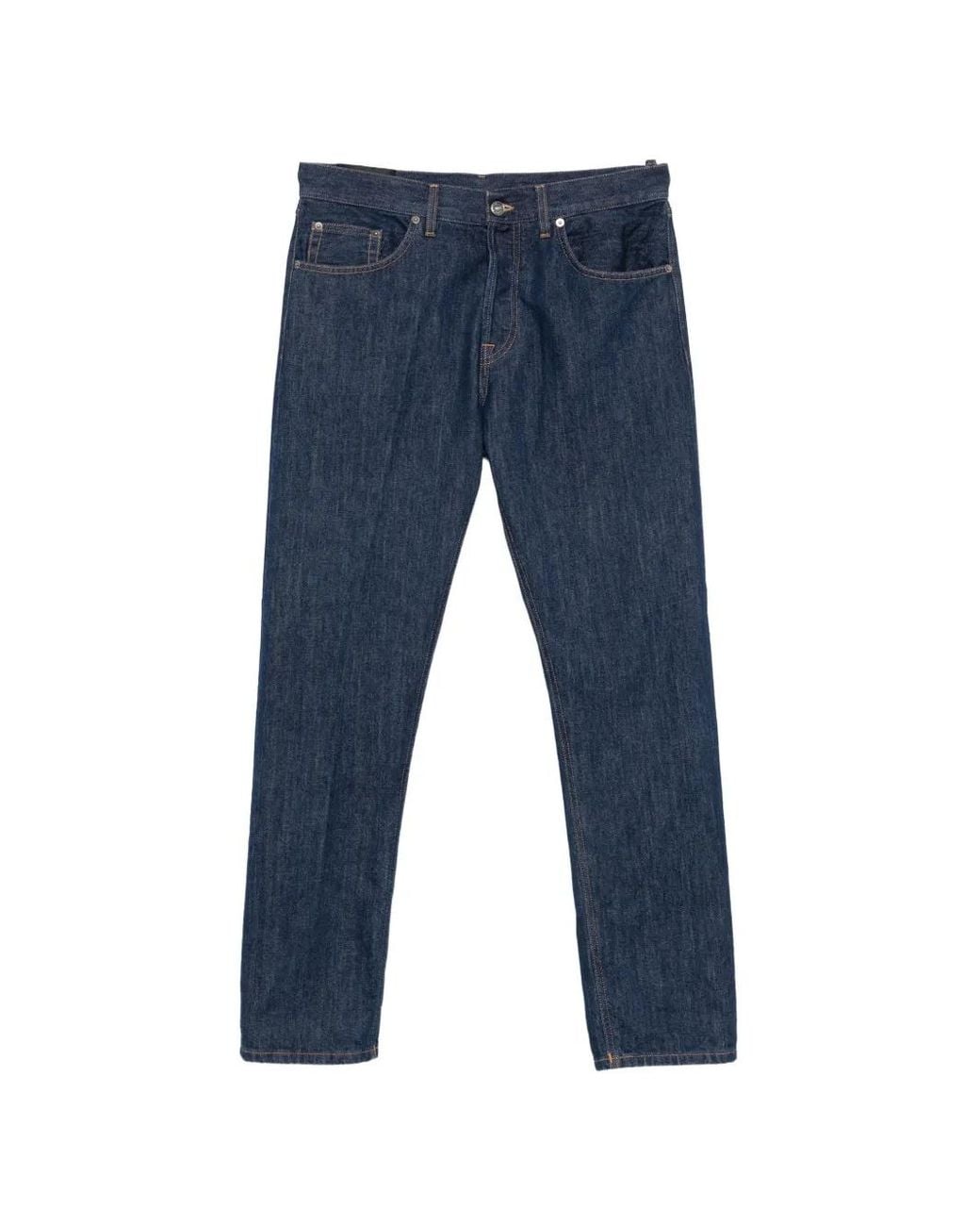 Dondup Blue Logo-Plaque Straight-Leg Jeans for men