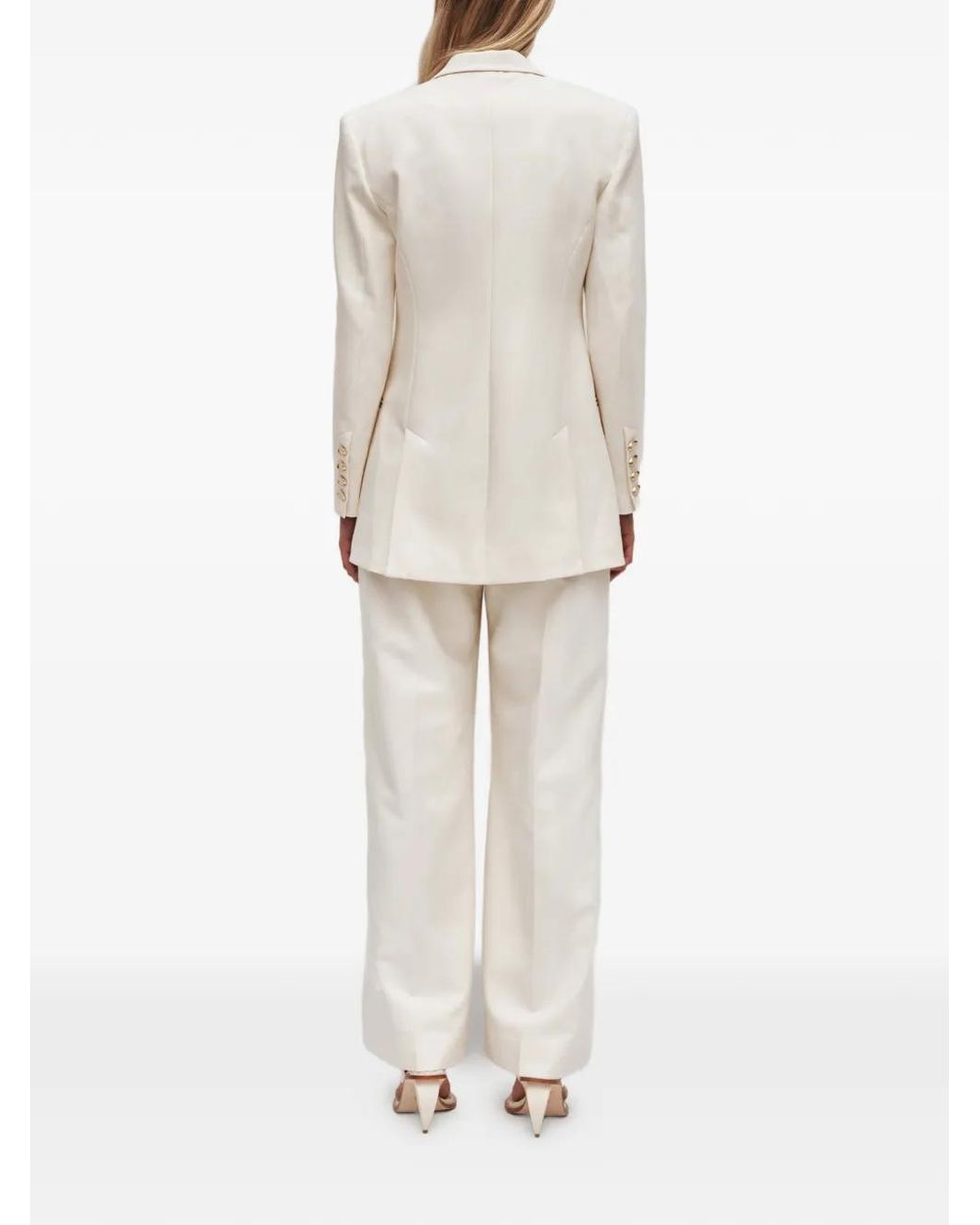Aje. White Vortex Double-Breasted Peak-Lapels Blazer
