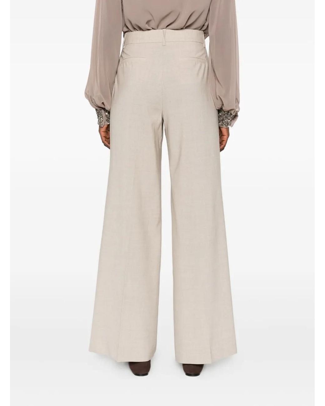 P.A.R.O.S.H. White Wool-Blend Straight Trousers