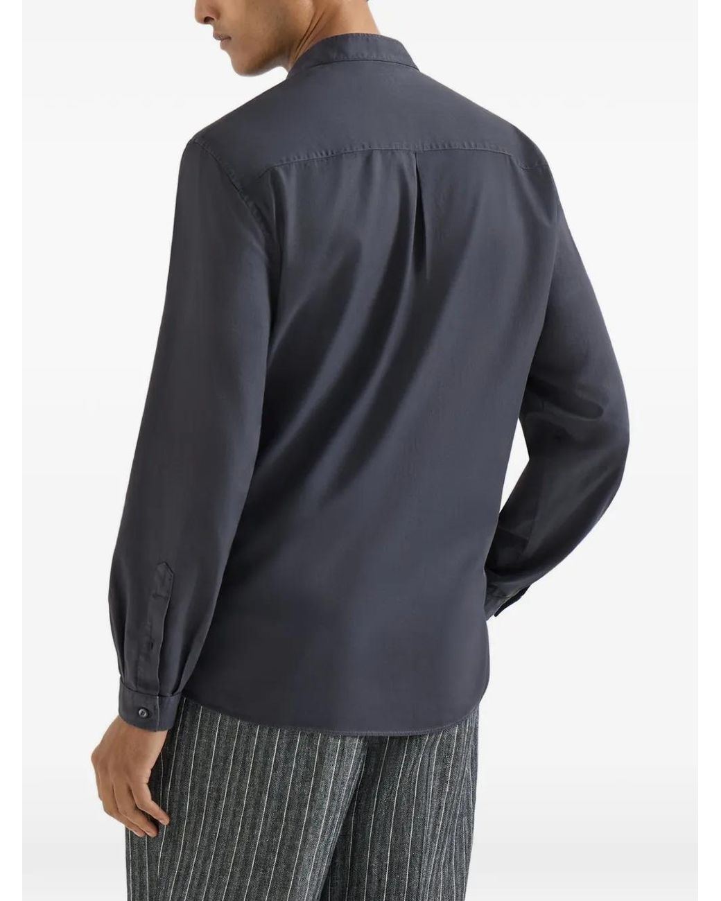 Brunello Cucinelli Blue Garment-Dyed Shirt for men