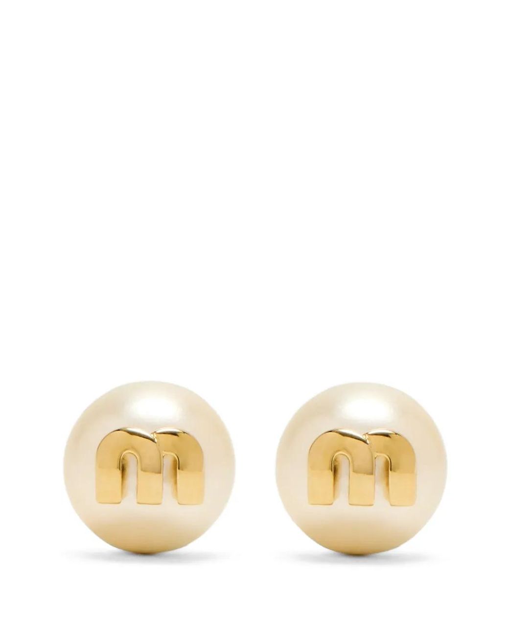 Miu Miu Natural Metal And Pearl Earrings