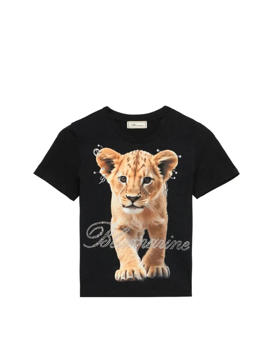 Blumarine Black Lion-Print Embellished T-Shirt
