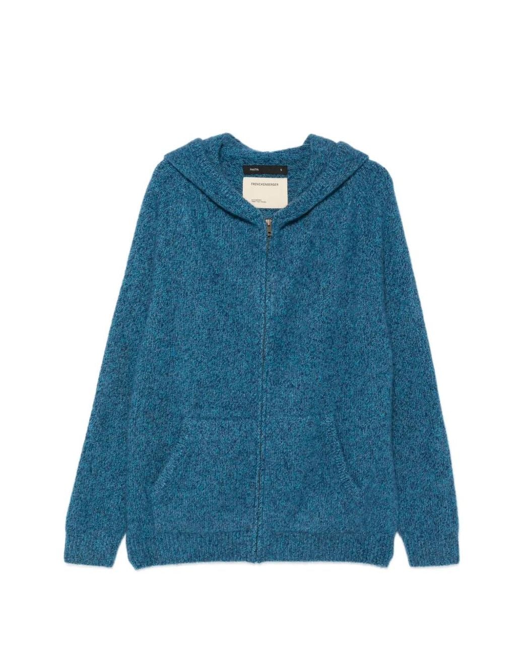 Frenckenberger Blue Zip-Up Knit Cardigan