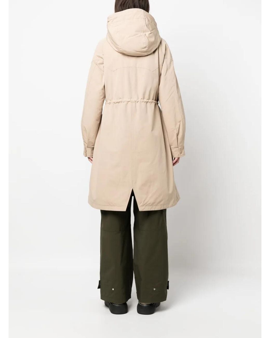 Woolrich Natural Long-Line Drawstring Parka Coat