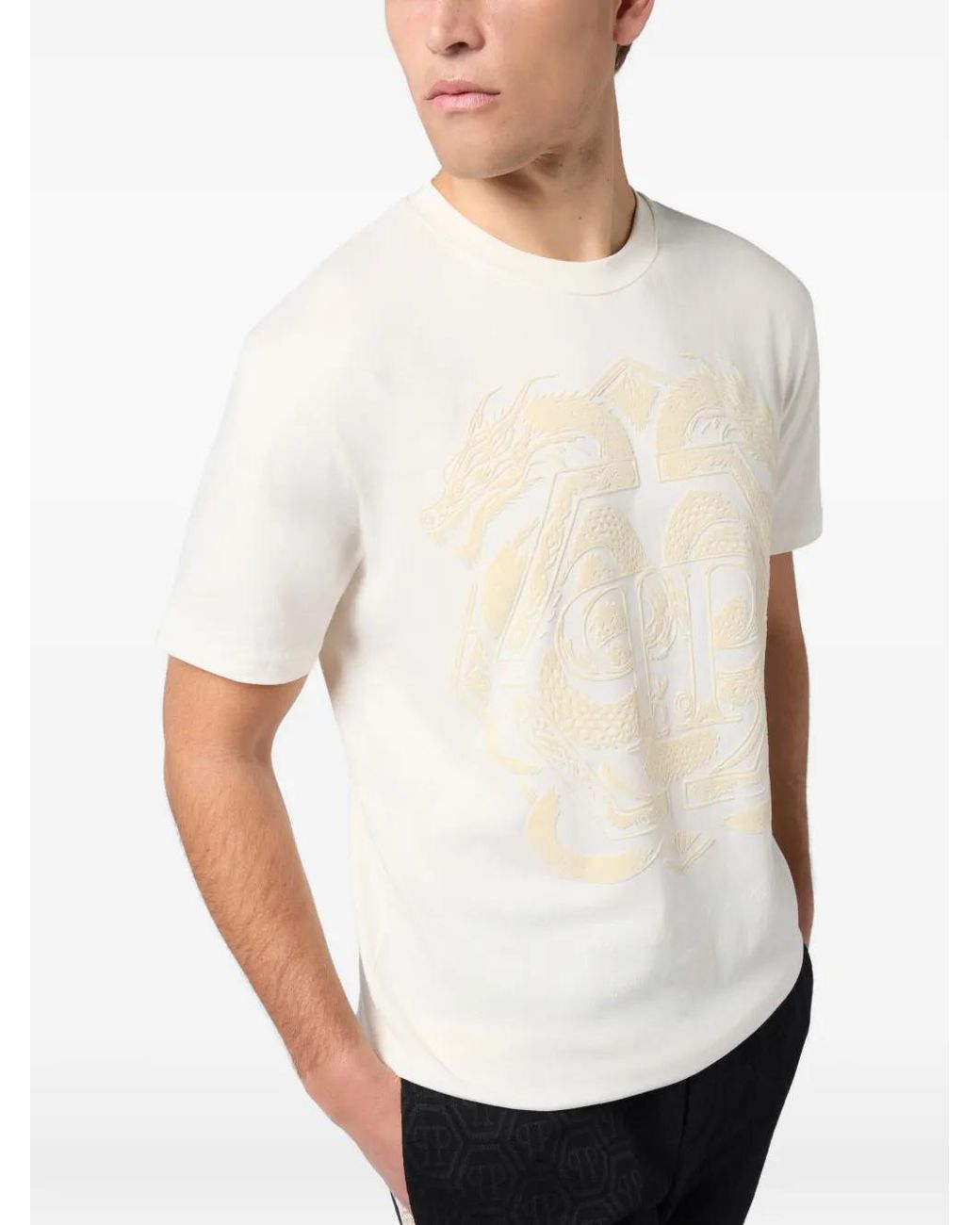 Philipp Plein White Dragon Round-Neck T-Shirt for men