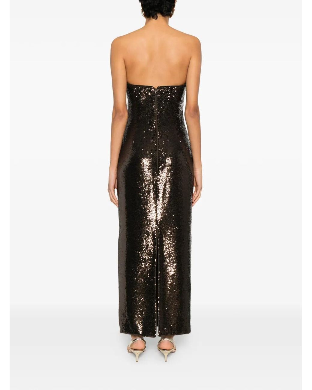 Roland Mouret Black Sequin Strapless Dress