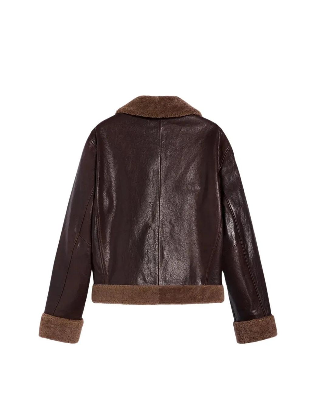 Pence Brown Zip-Up Shearling Jacket for men