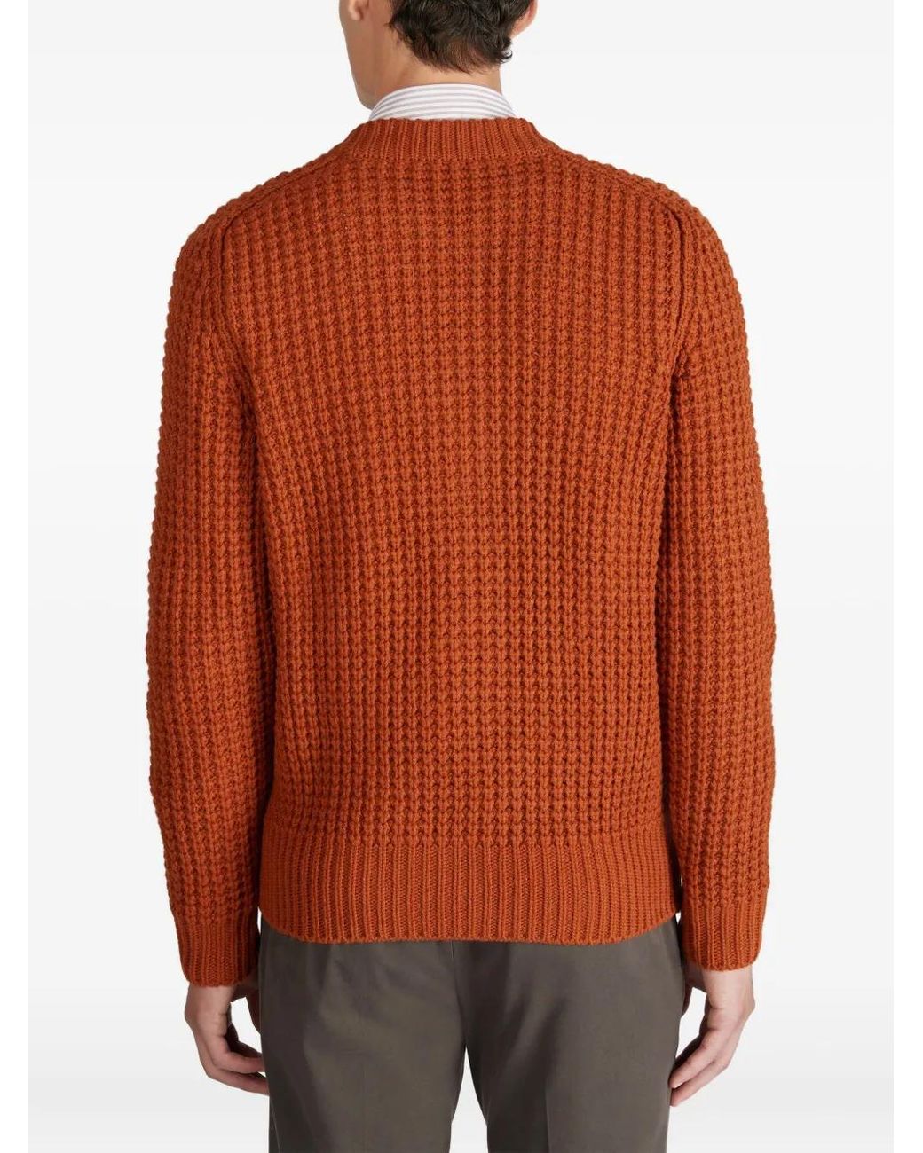 Zanone Orange Zip-Up Cardigan for men