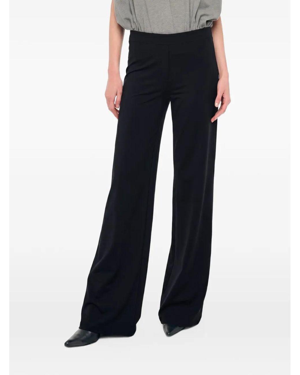 Norma Kamali Blue Flat-Front Wide-Leg Trousers