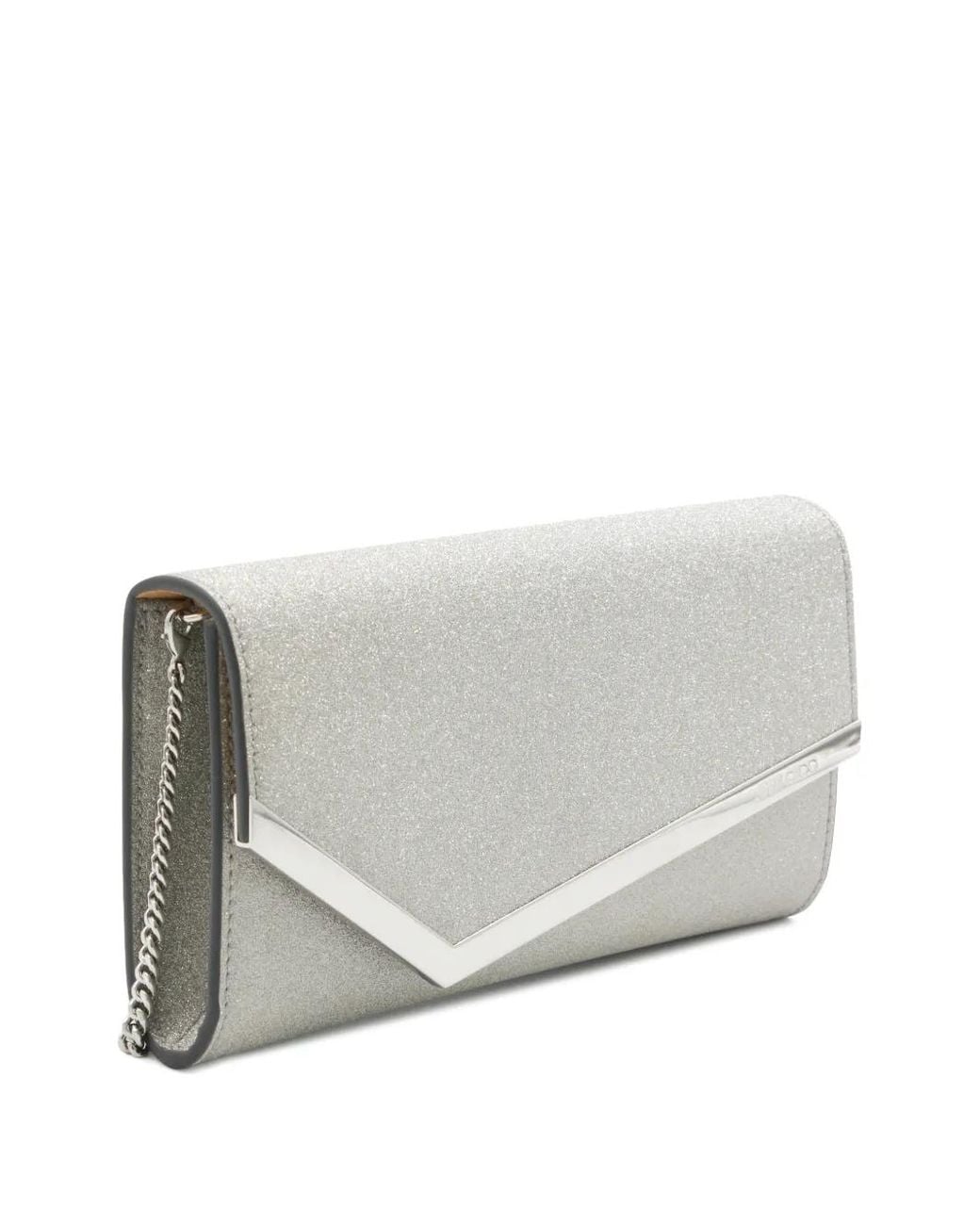 Jimmy Choo Gray Emmie Glitter-Finish Clutch Bag
