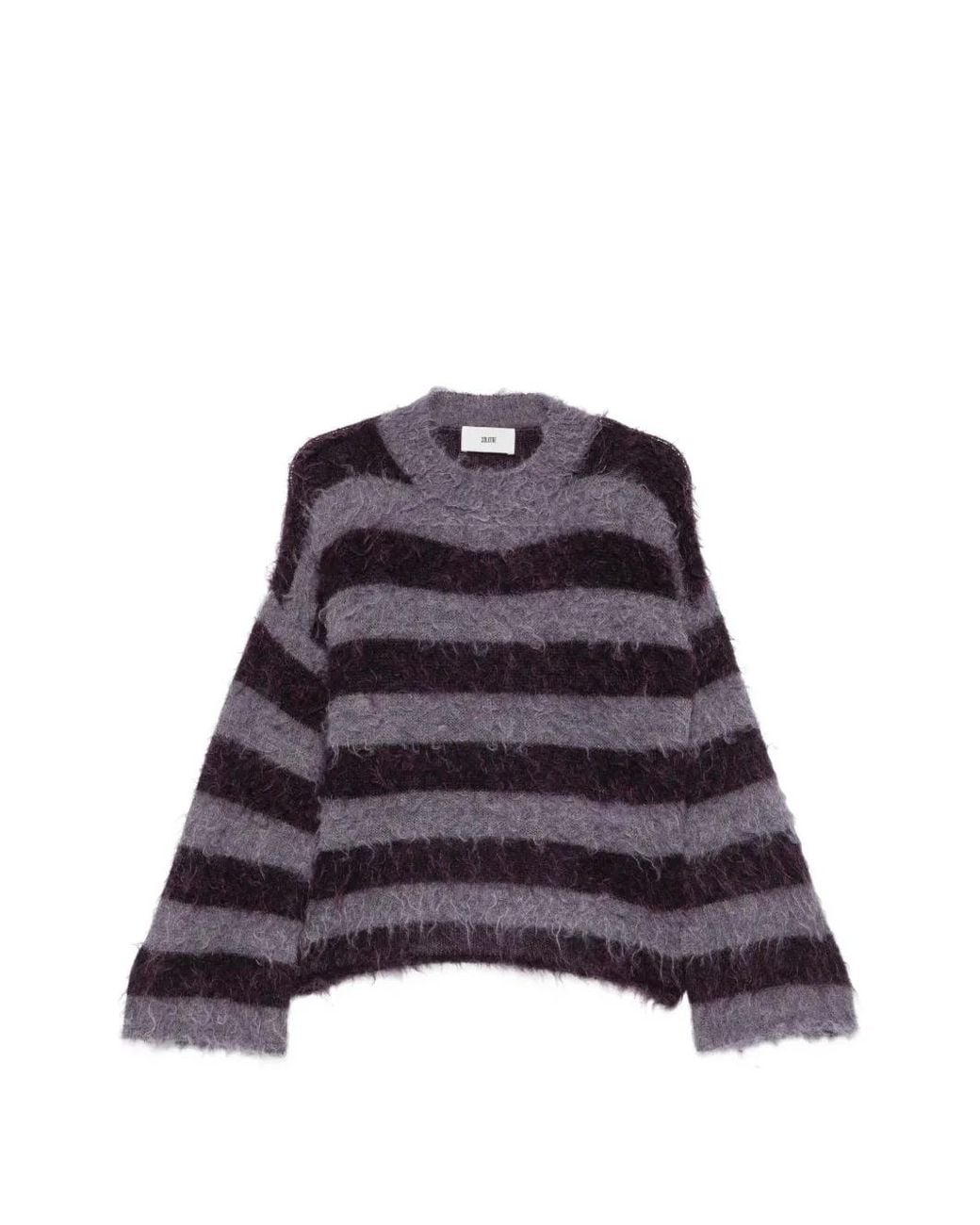 SOLOTRE Purple Long-Sleeve Striped Sweater