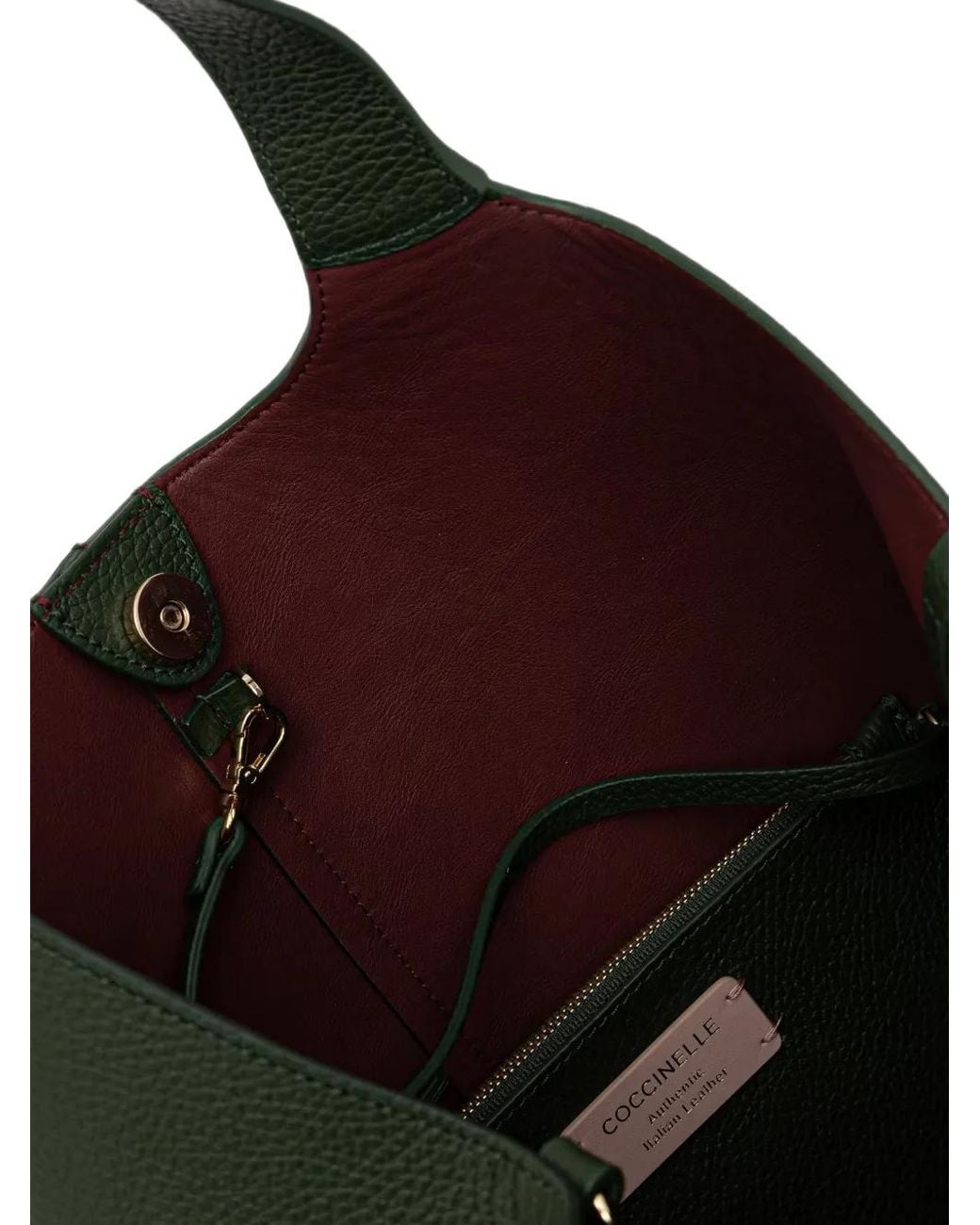 Coccinelle Green Large C-Easy Grained Leather Shoulder Bag