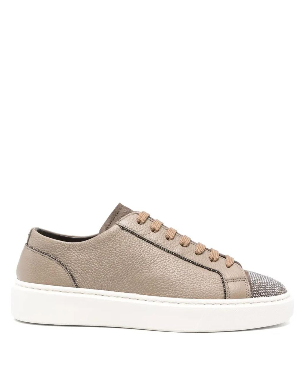 Doucal's Brown Crystal-Embellished Sneakers