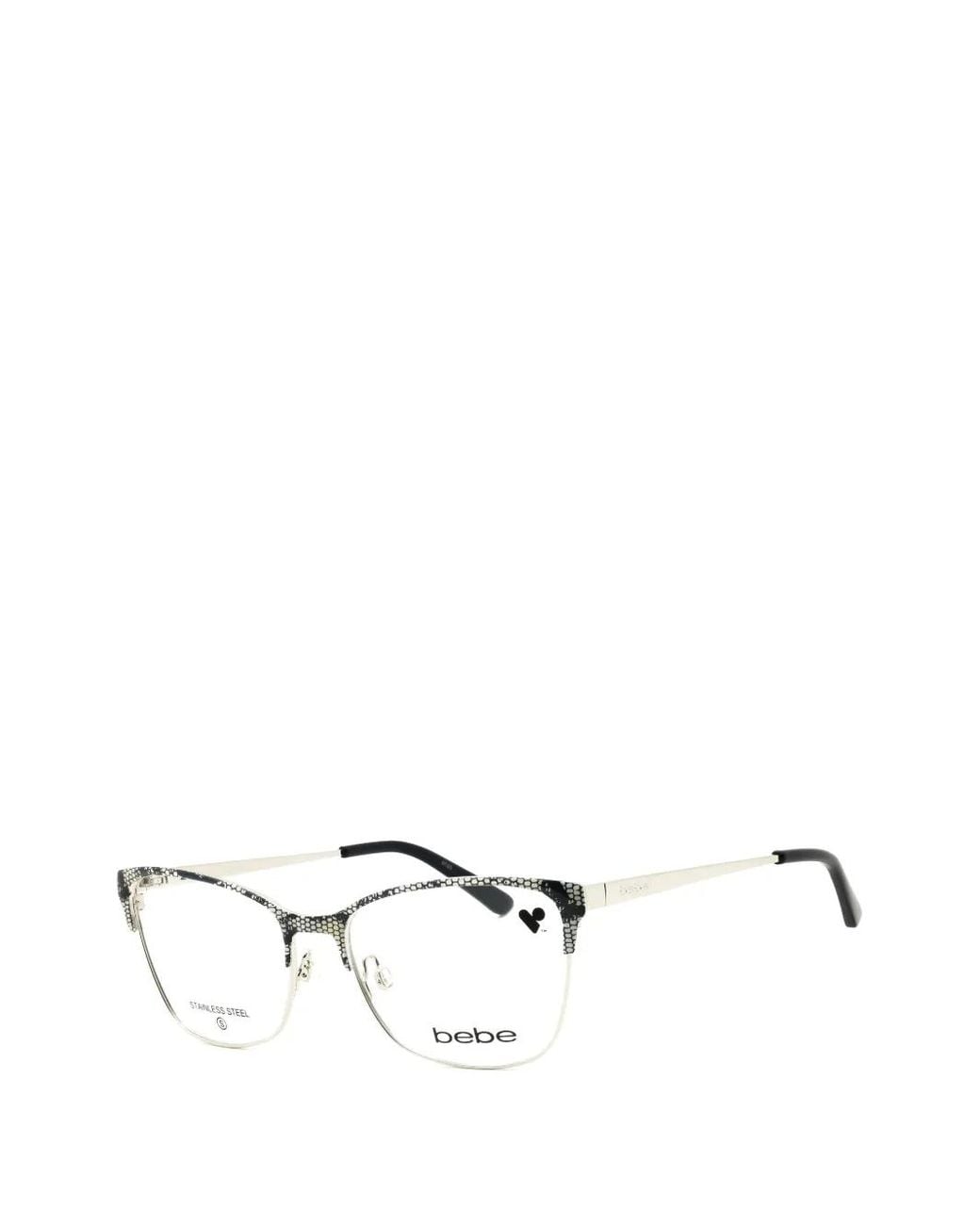 Bebe White Lace-Pattern Cat-Eye Glasses